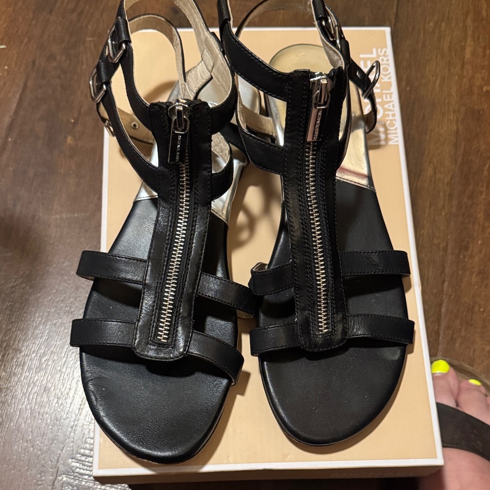 Michael Kors Black Zipper Sandals